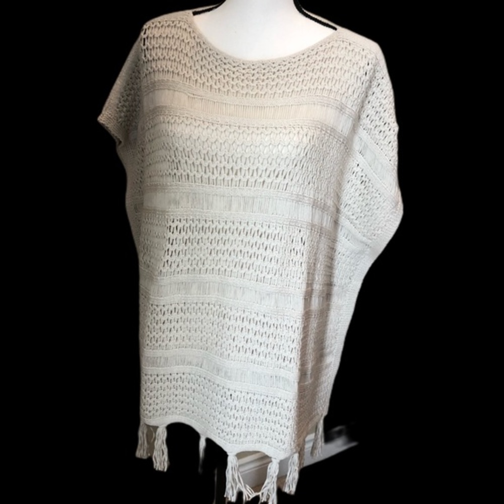 NWT J. Jill Fringed Poncho Shawl Sweater XS/S